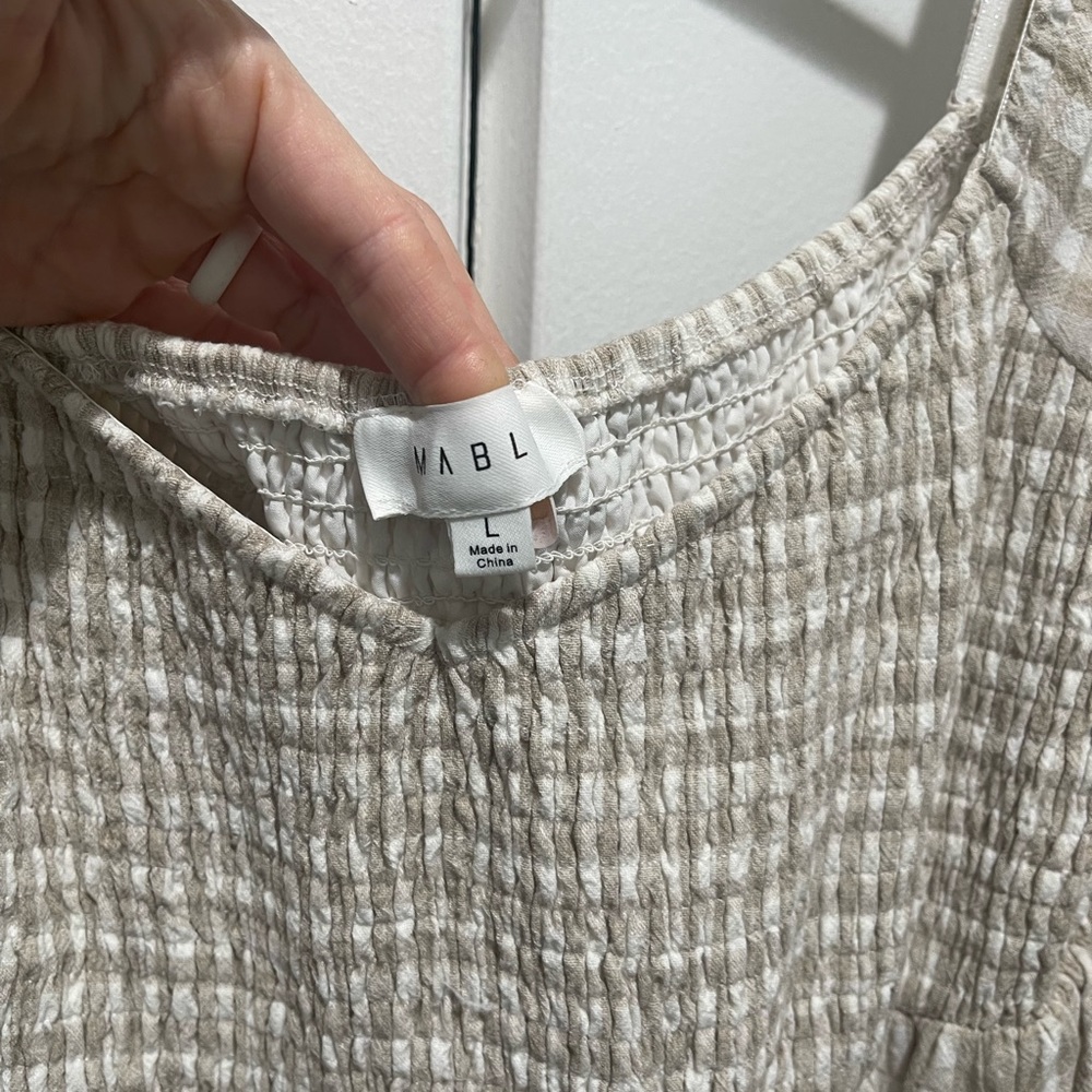 MINI ESCAPE BEIGE GINGHAM DRESS - Picture 2 of 13